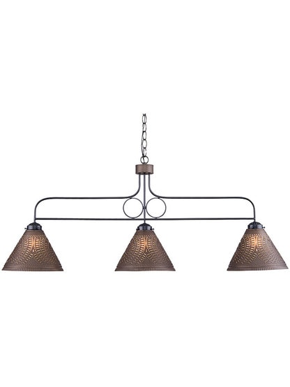 Large Franklin Hanging Light with Chisel Design Pendant in Kettle Black Tin.